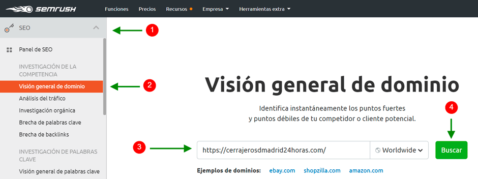 semrush investigacion competencia