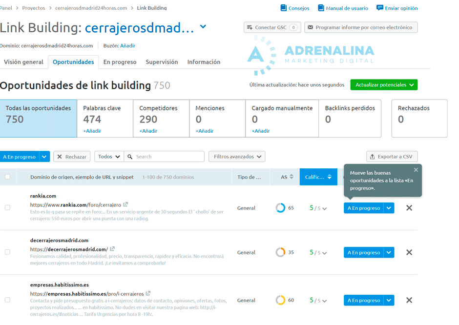 semrush oportunidades linkbuilding