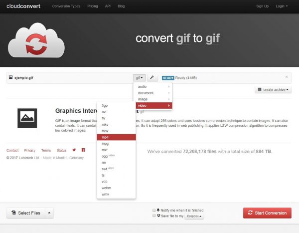 Convertir Gif en Mp4