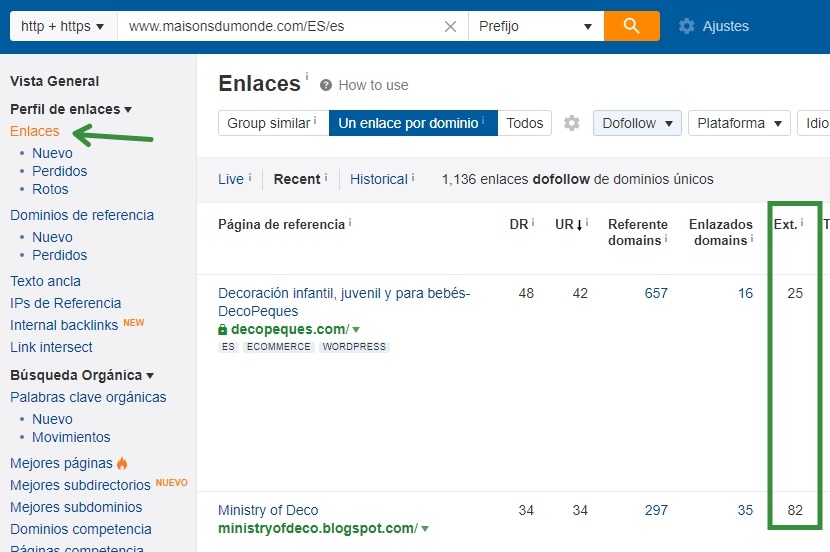 enlaces externos ahrefs