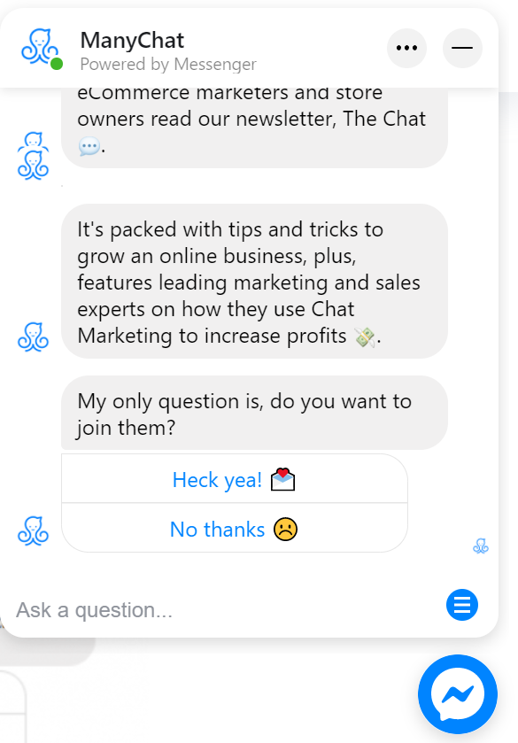 chatbot con opciones
