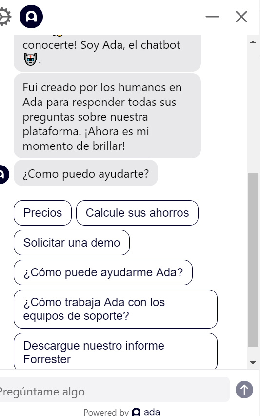 chatbot contextual ada opciones