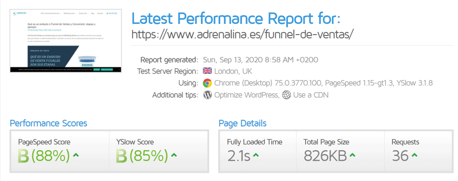 herramienta velocidad web