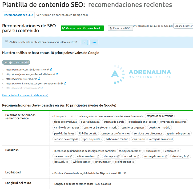 plantilla contenido seo