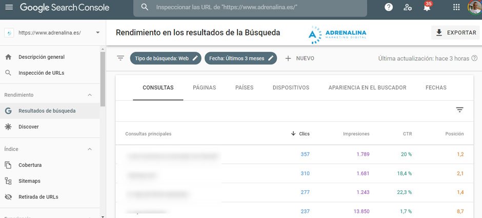 resultados busqueda GSC