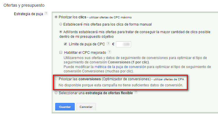 Optimizador de conversiones